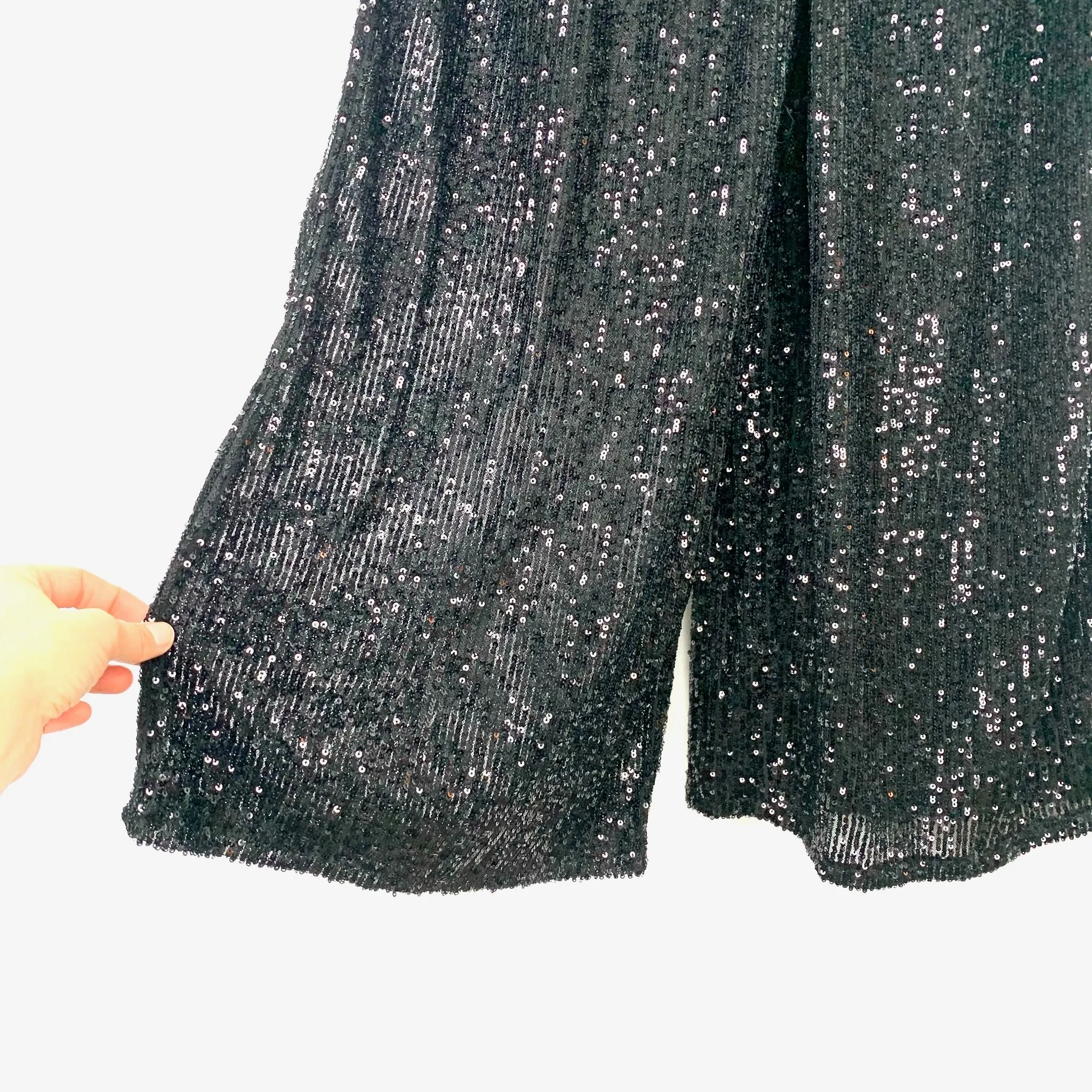 Eloquii Black Sequins Sheer Puff Sleeve Jumpsuit- Size 14