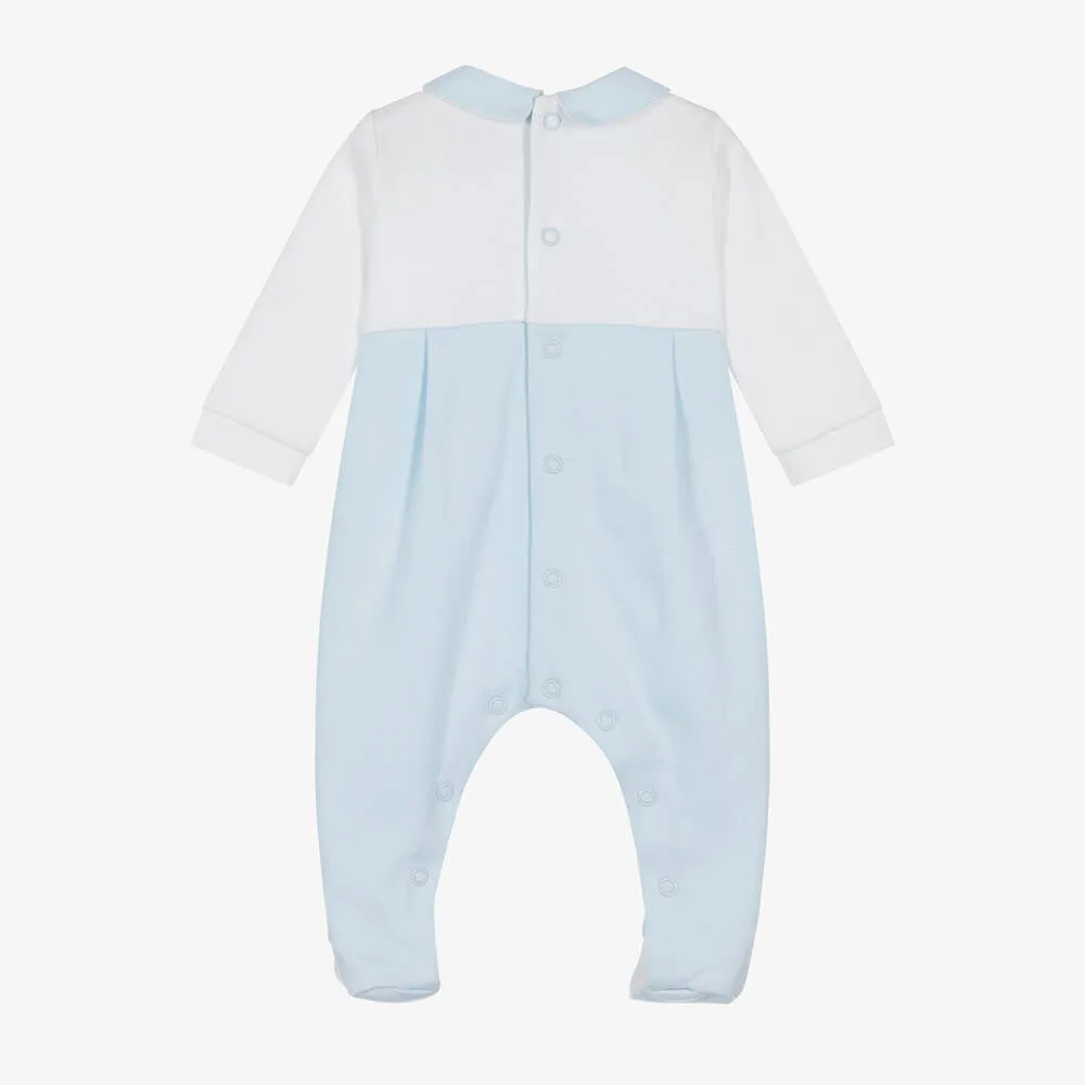 Emile et Rose Boys Blue Cotton Teddy Bear Babygrow