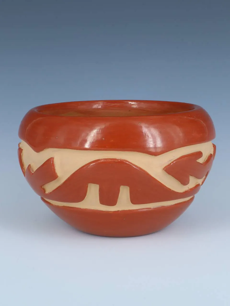 Estate Santa Clara Pueblo Hand Coiled Carved Avanyu Pottery