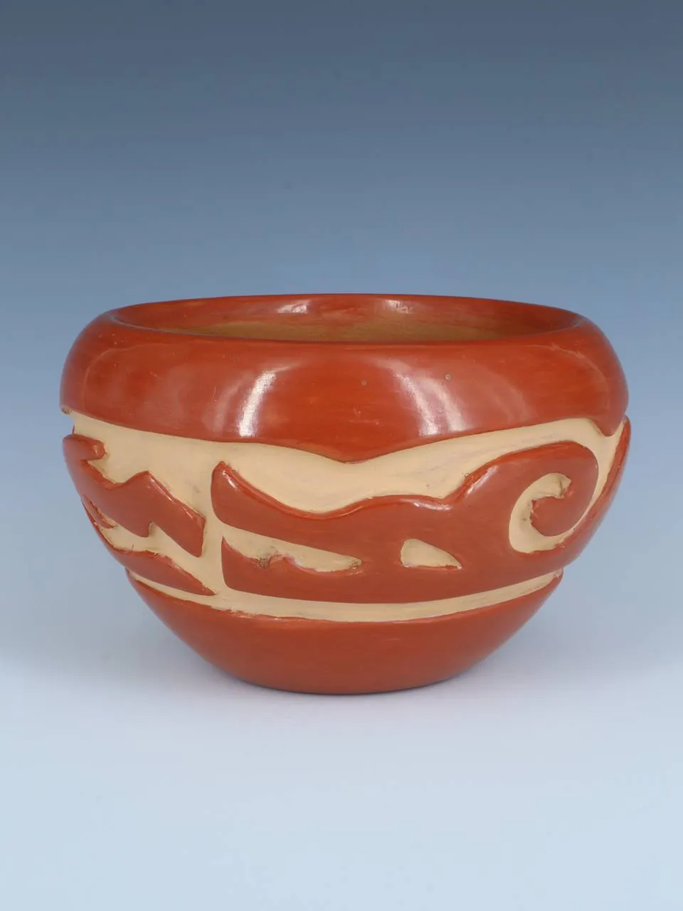 Estate Santa Clara Pueblo Hand Coiled Carved Avanyu Pottery