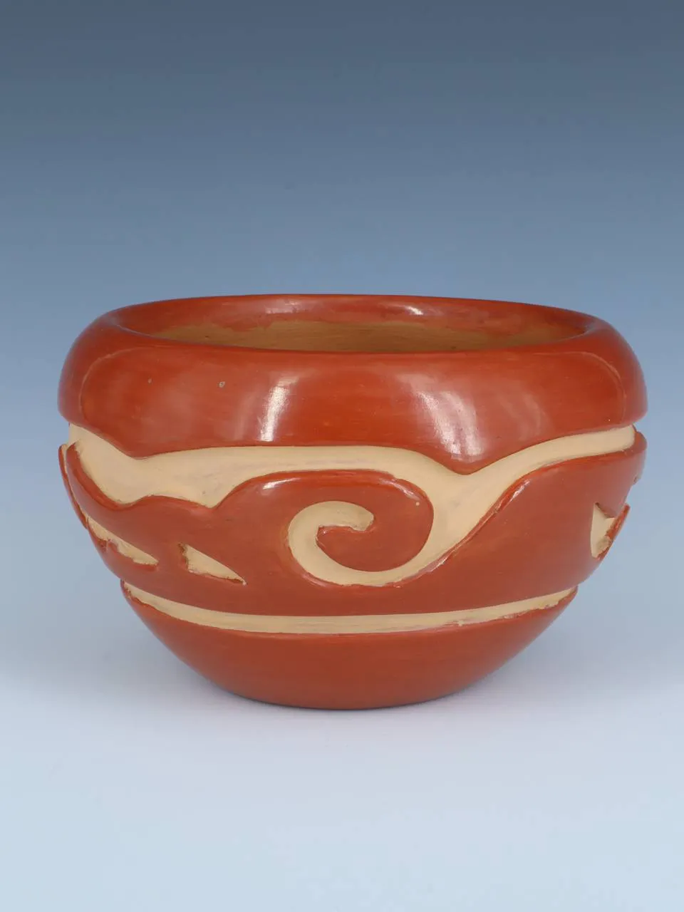Estate Santa Clara Pueblo Hand Coiled Carved Avanyu Pottery