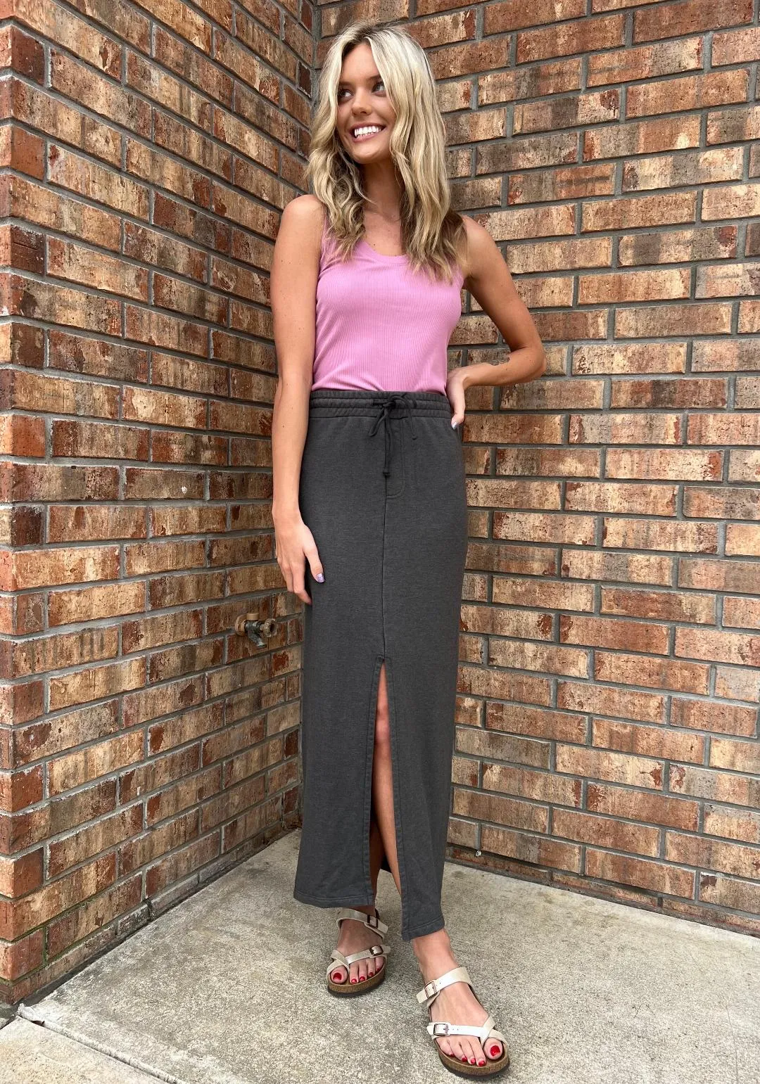 Eternal Front Slit Maxi Skirt
