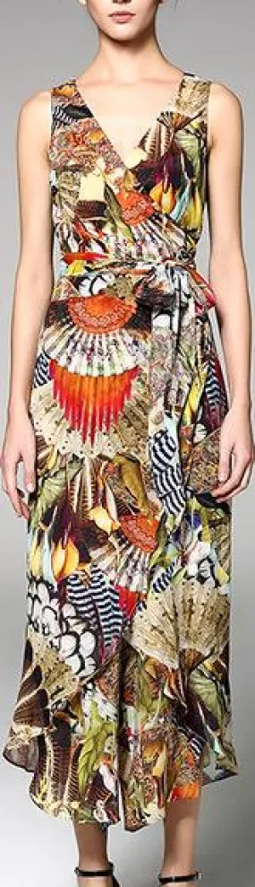 Fan Print Silk-Blend Crepe De Chine Jumpsuit