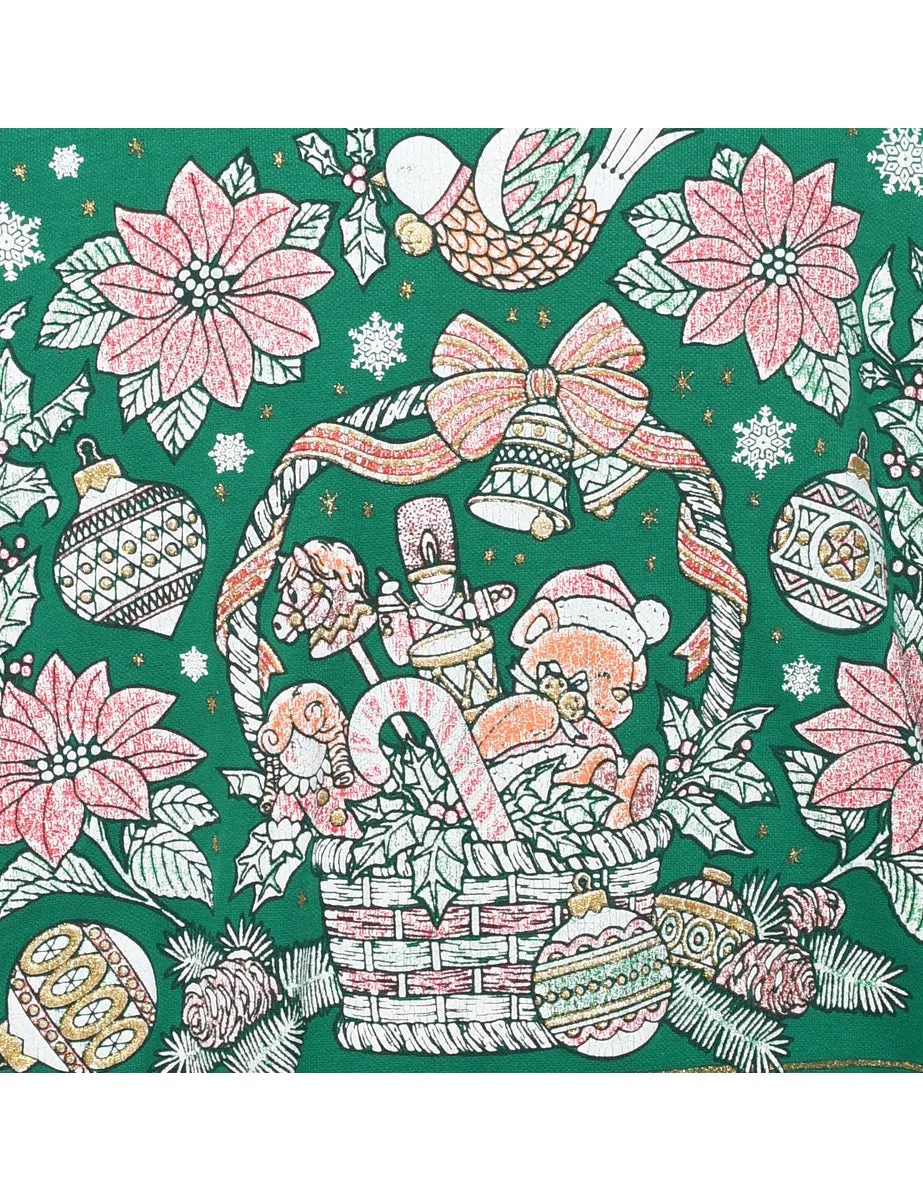 Festive Season Green Printed Christmas Sweatshirt - L