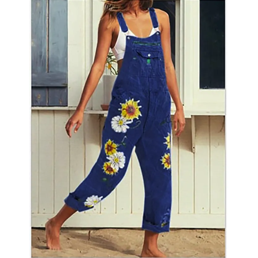 Funki Buys | Pants | Women's  Fashion Daisy Print Bib Overalls