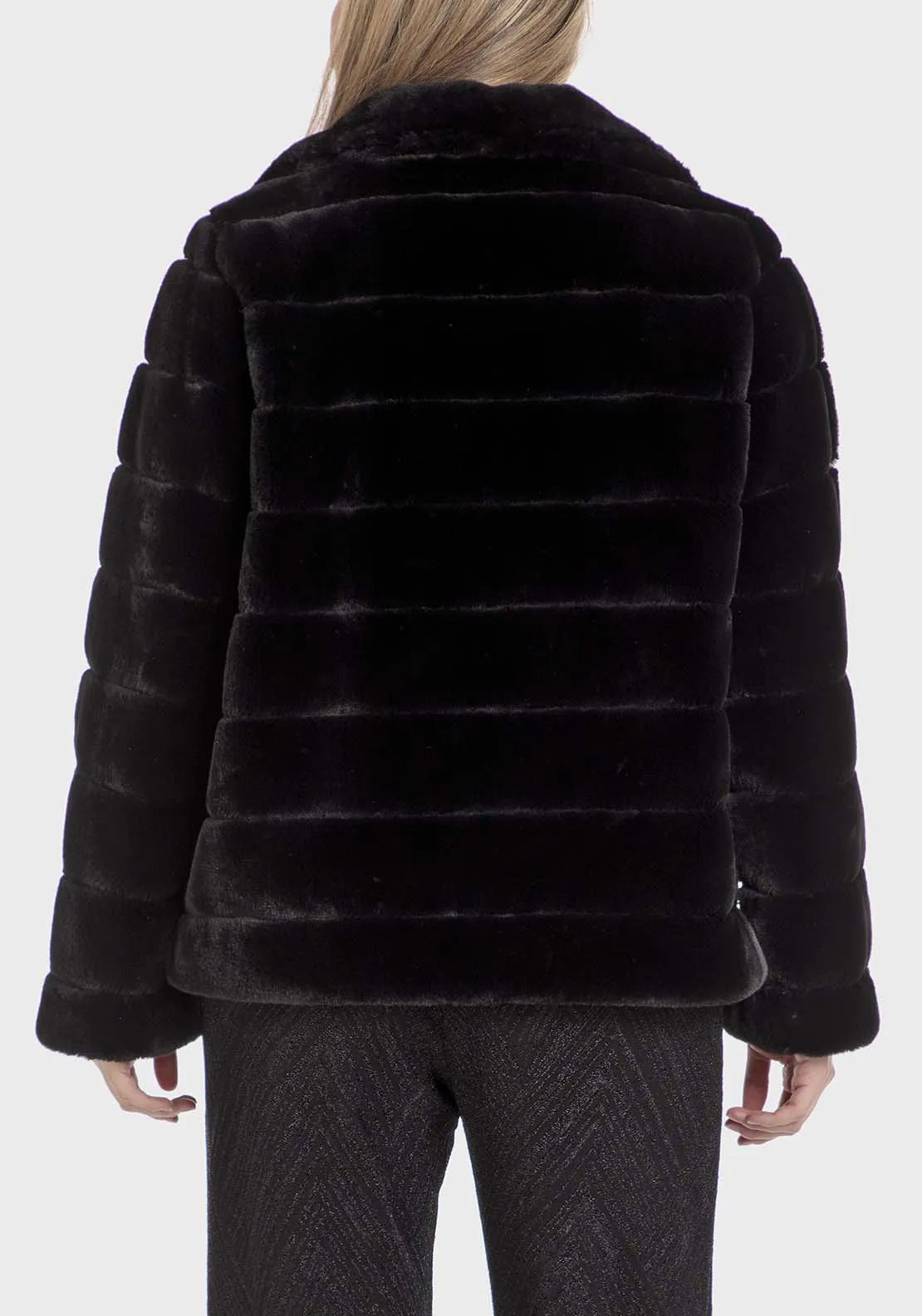 Fur Three-Quarter Coat - Black