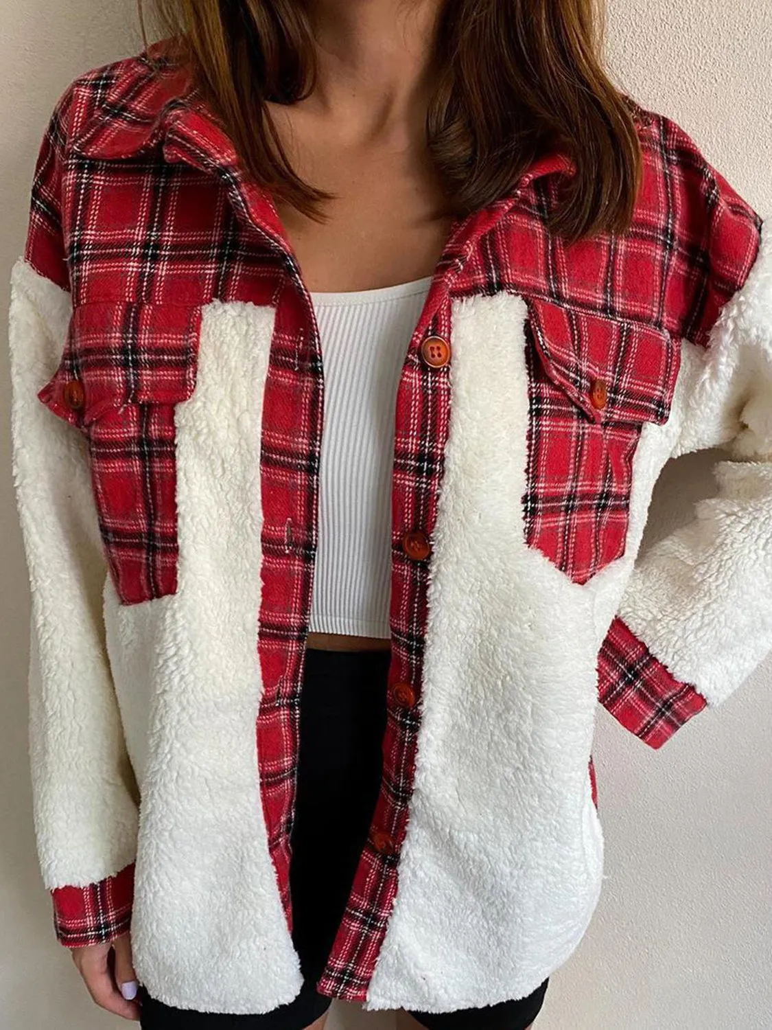 Fuzzy Button Up Long Sleeve Jacket | Winter Fashion | Cozy Weather |