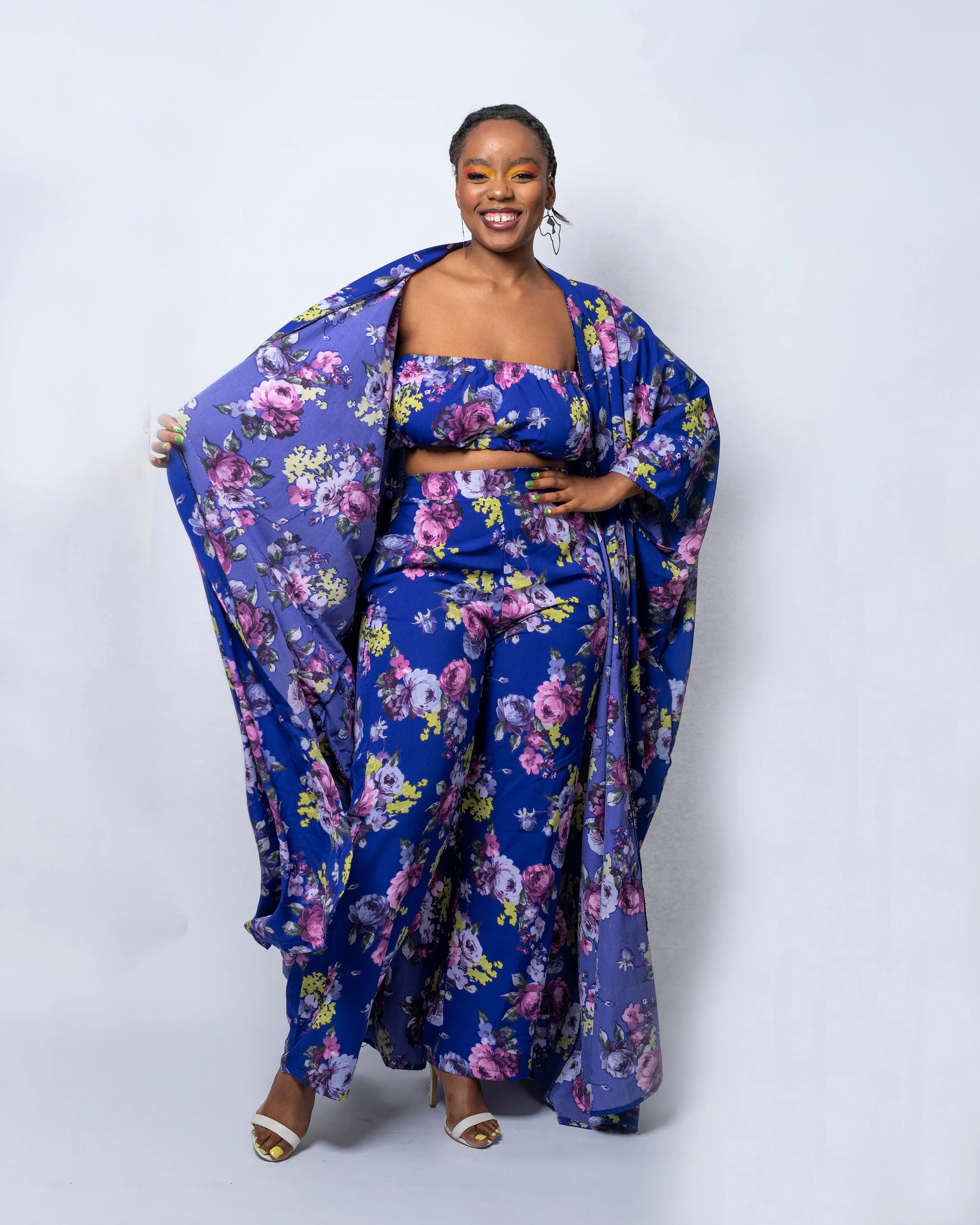 Gala Blue Floral Kimono Jacket