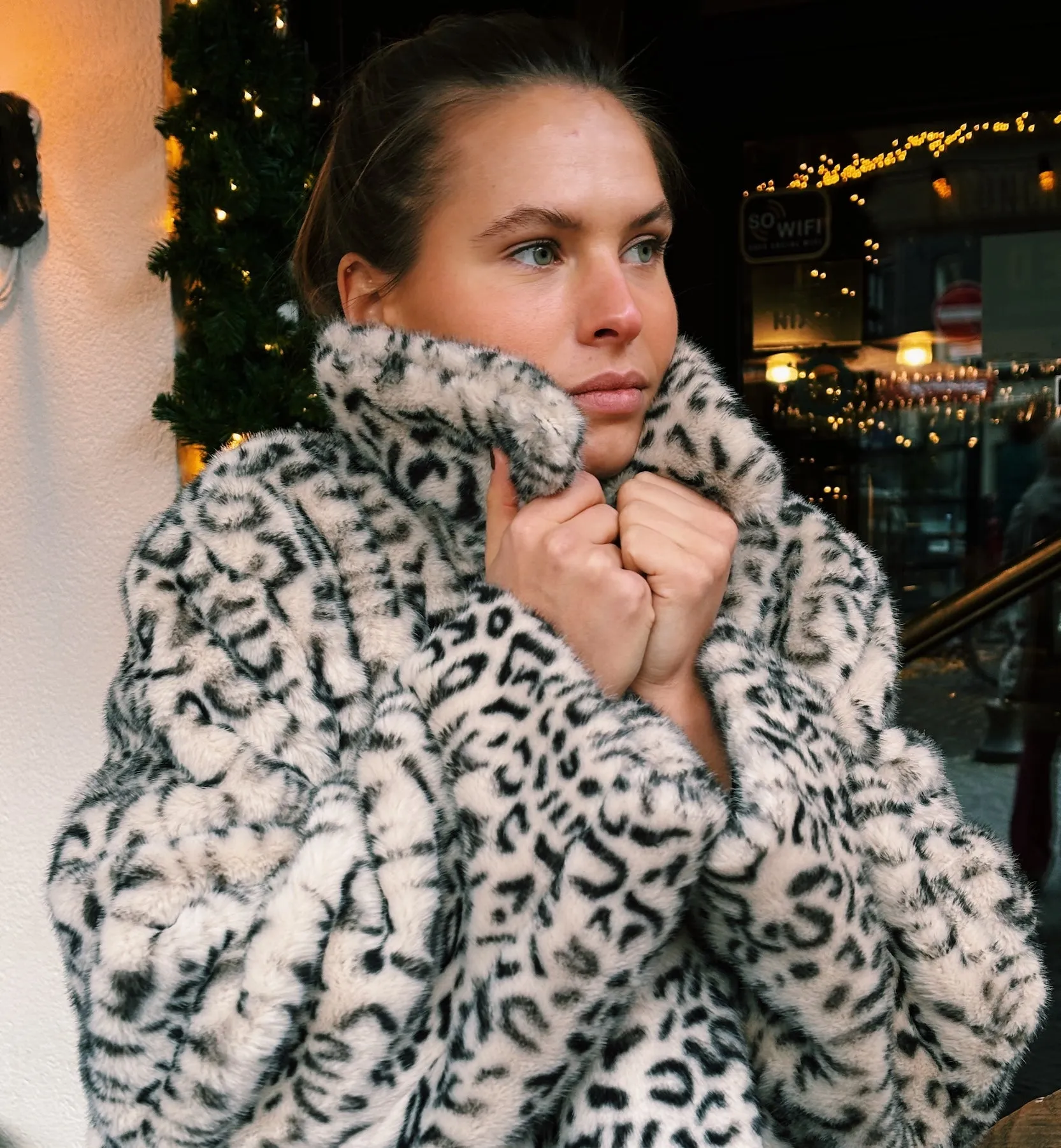 GANNI Leopard Faux Fur Jacket