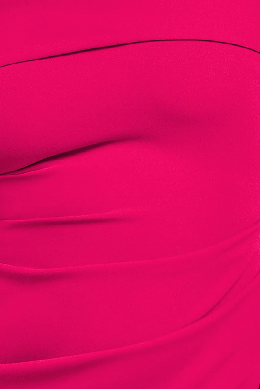 Goddiva Off The Shoulder Pleated Waist Maxi Dress - Hot Pink