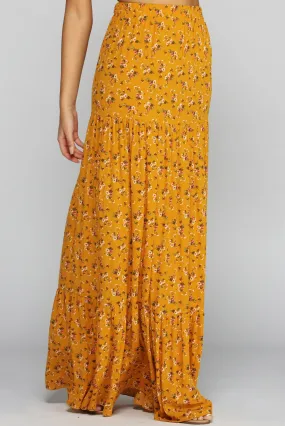 Golden Glow Floral Maxi Skirt
