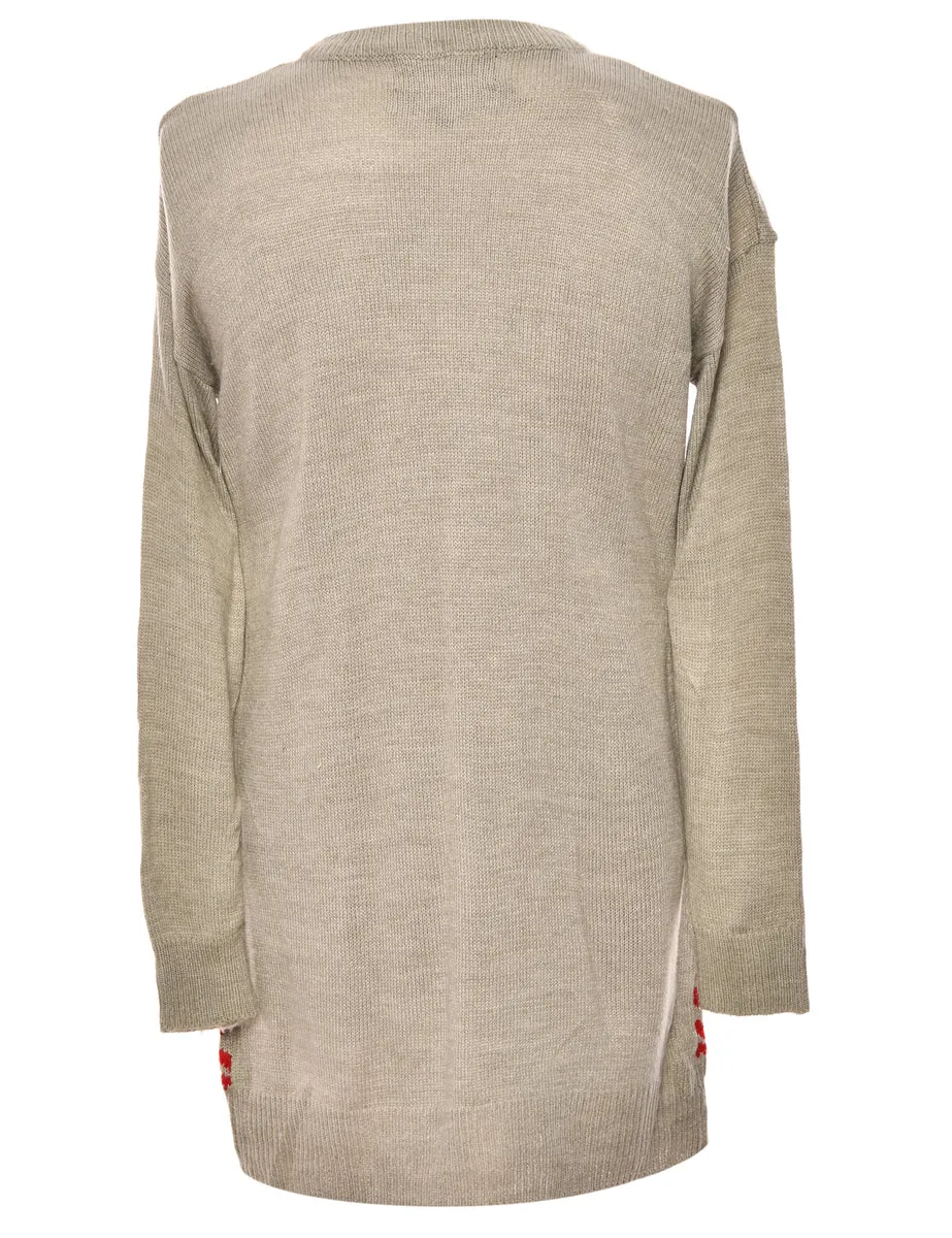 Grey & Red Nordic Jumper - M