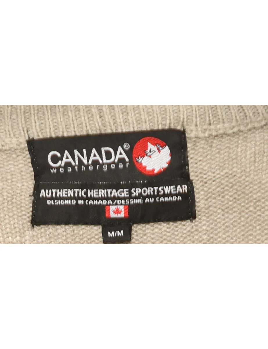 Grey & Red Nordic Jumper - M