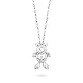 Hallmark Fine Jewelry Tiny Teddybear Pendant in Sterling Silver with 1/10 Cttw of Diamonds