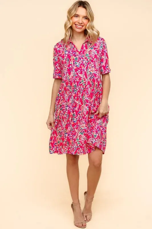 Haptics Johnny Collar Babydoll Dress with Side Pockets