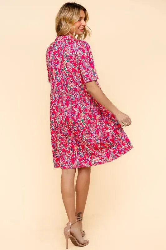 Haptics Johnny Collar Babydoll Dress with Side Pockets