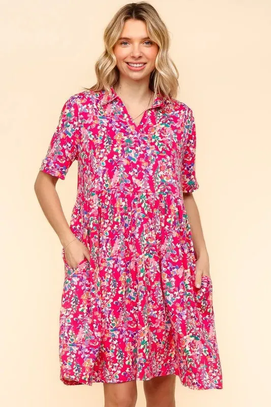 Haptics Johnny Collar Babydoll Dress with Side Pockets