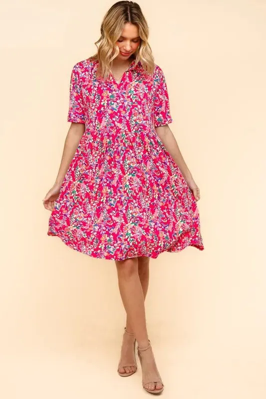 Haptics Johnny Collar Babydoll Dress with Side Pockets