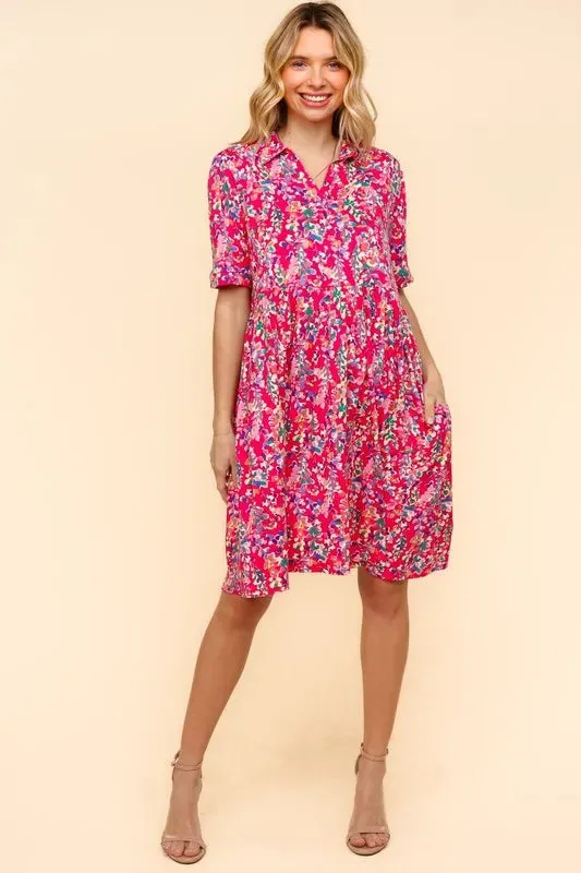 Haptics Johnny Collar Babydoll Dress with Side Pockets
