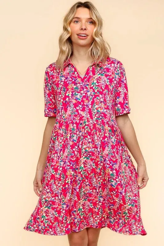 Haptics Johnny Collar Babydoll Dress with Side Pockets