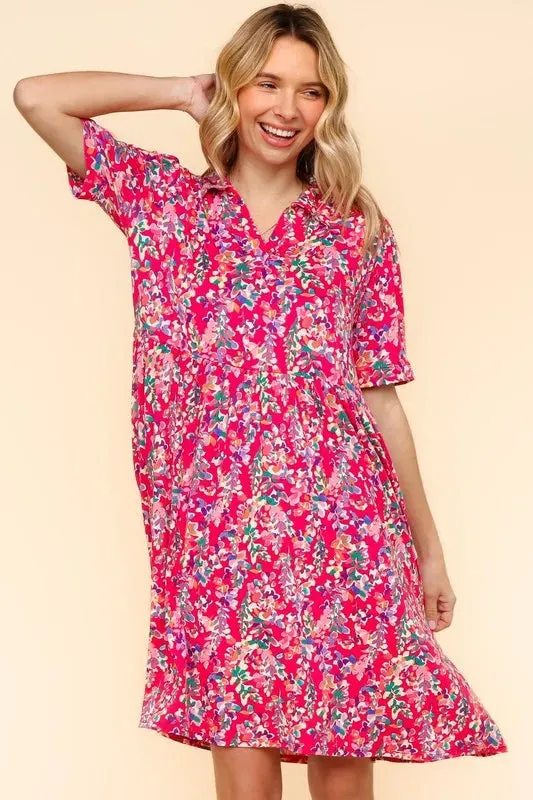 Haptics Johnny Collar Babydoll Dress with Side Pockets