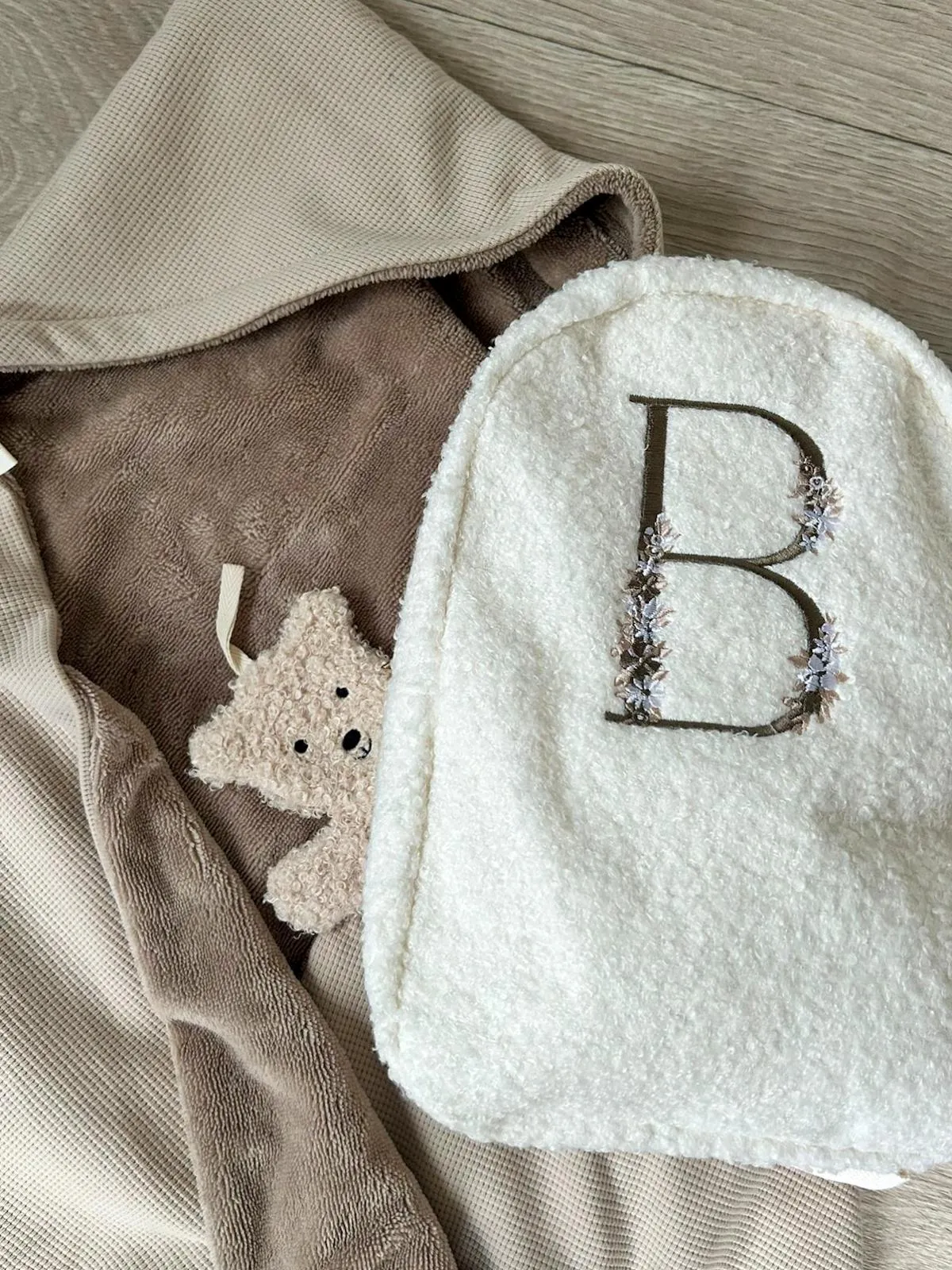 Initialen Teddy Rugzak licht beige