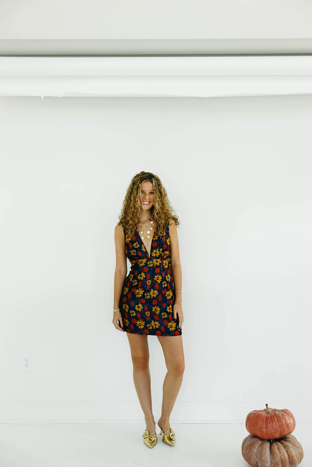 Judy Mini Dress - Navy/Yellow/Orange