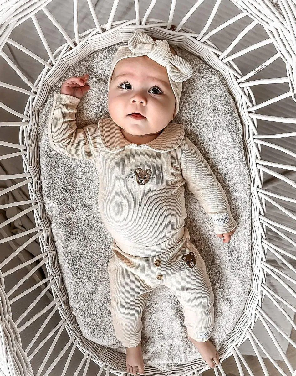 Legging beertje rib beige Teddy 86/92