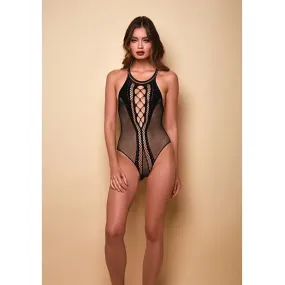 Lights Off Halter Neck Teddy Black O/s