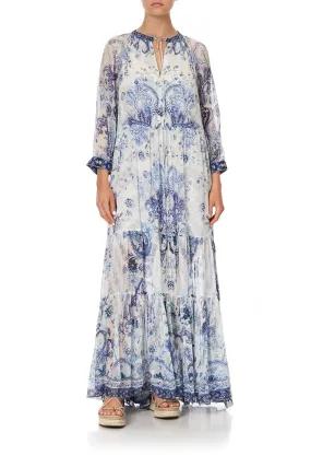 LONG GATHERED PANEL DRESS TALKING ABOUT A REVOLUTION