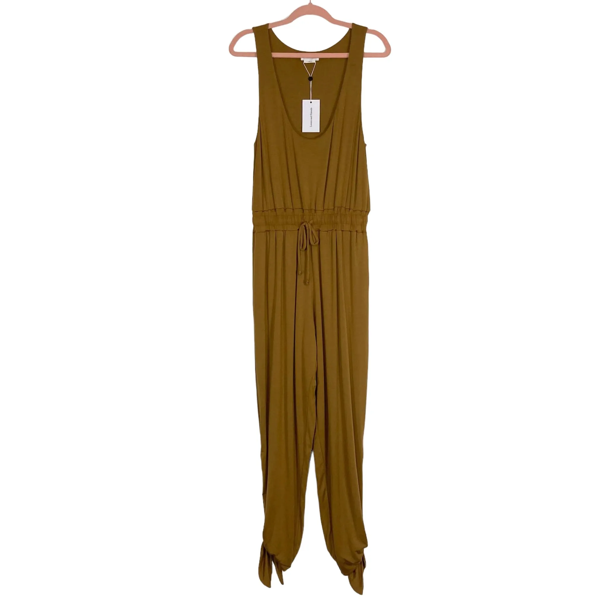 Lovers   Friends Camel Drawstring Waist Tie Hem Jumpsuit NWT- Size S