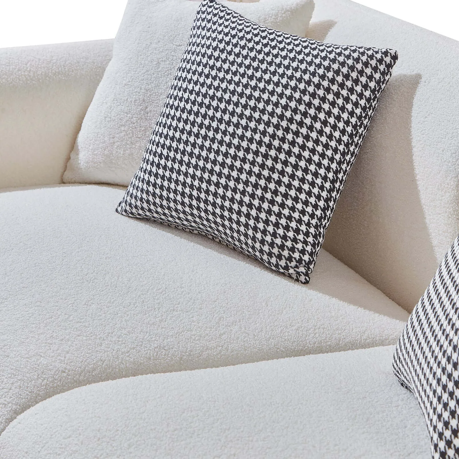 Luxurious 86.61 inch Teddy Velvet Sofa - Plush White Comfort