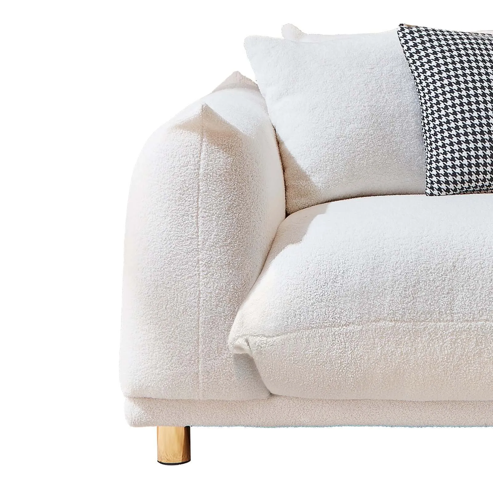Luxurious 86.61 inch Teddy Velvet Sofa - Plush White Comfort