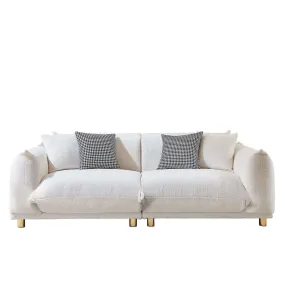 Luxurious 86.61 inch Teddy Velvet Sofa - Plush White Comfort