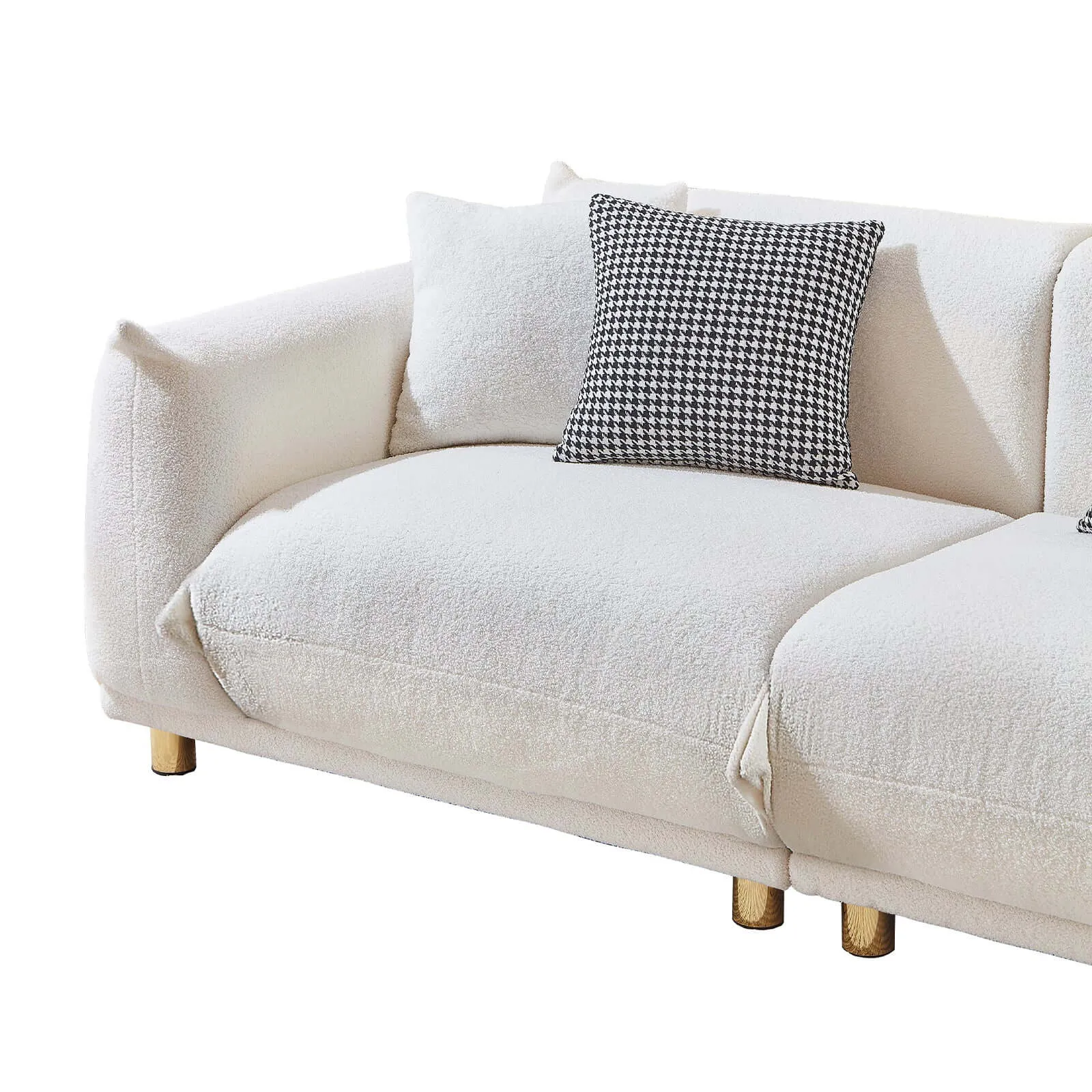 Luxurious 86.61 inch Teddy Velvet Sofa - Plush White Comfort