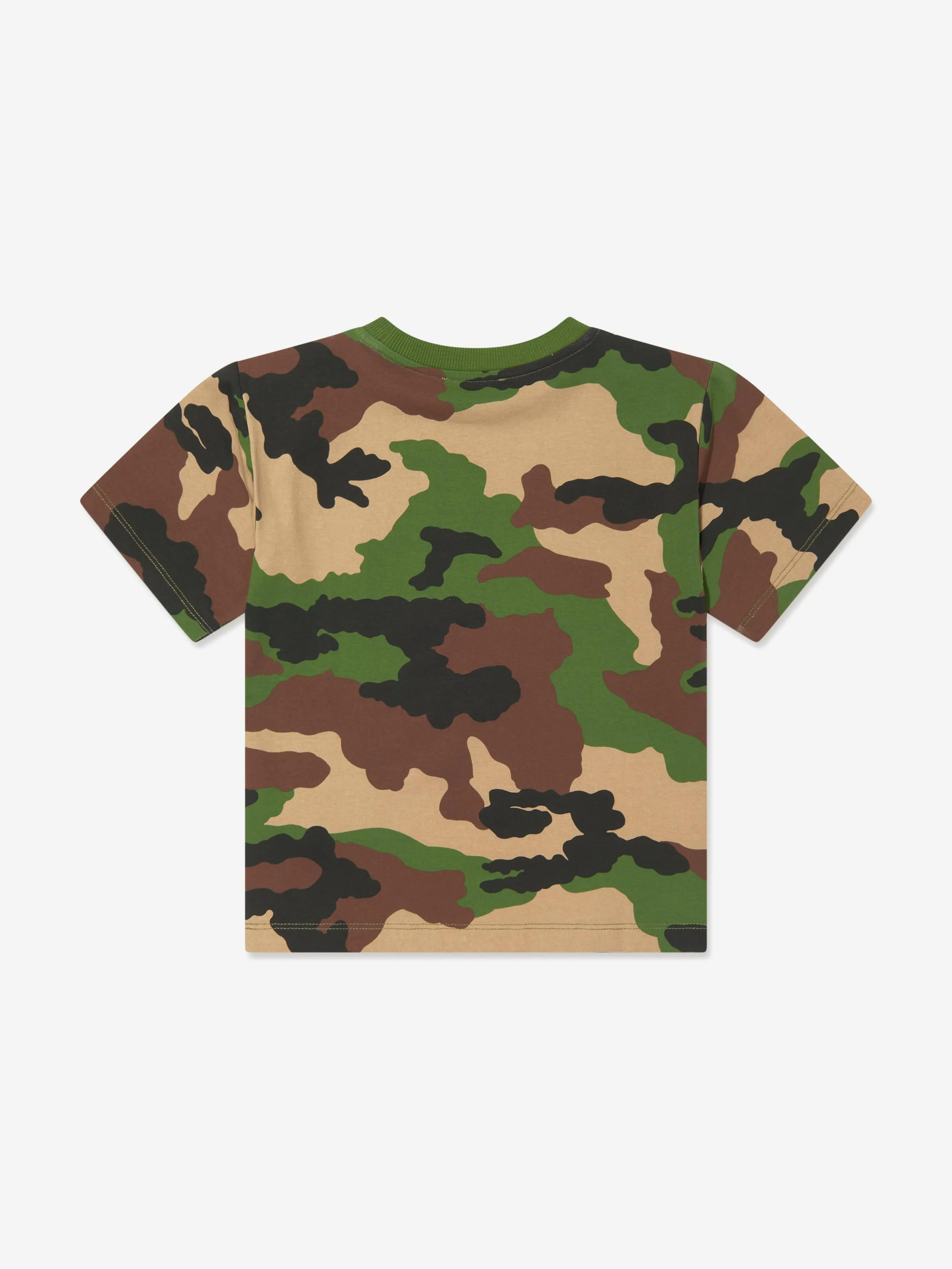 Moschino Kids Camouflage Logo T-Shirt in Green