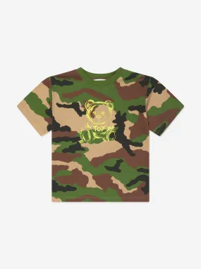 Moschino Kids Camouflage Logo T-Shirt in Green
