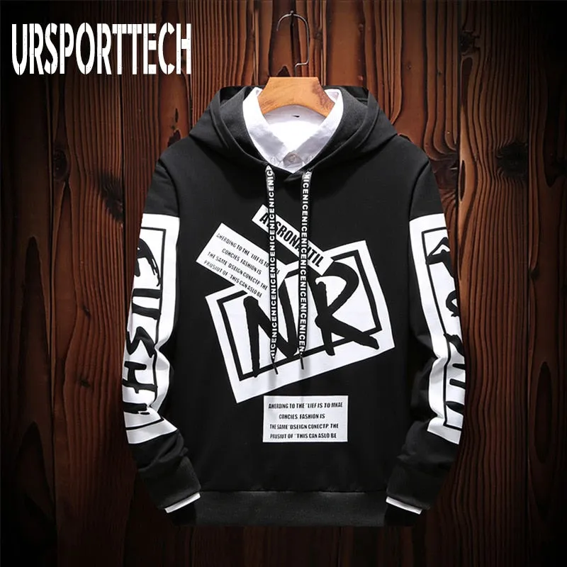 New Casual Black White HOODIE Men Hip Hop Street Wear Letter Print Sweatshirts Skateboard Men/Woman Pullover Hoodies Male Hoodie