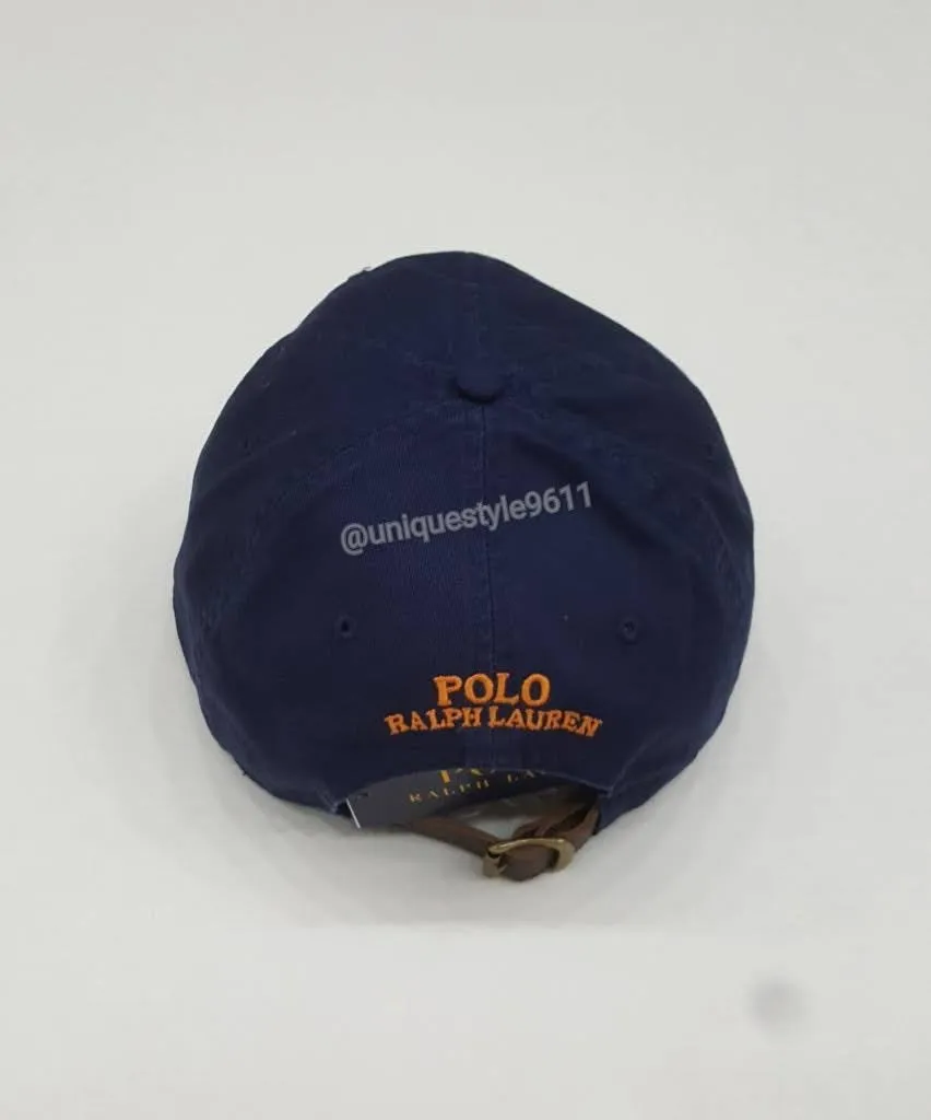 Nwt Polo Ralph Lauren Navy Hi Tech Teddy Bear Adjustable Leather Strap Back Hat