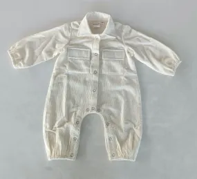 Off-White Corduroy Long Sleeve Baby Jumpsuit