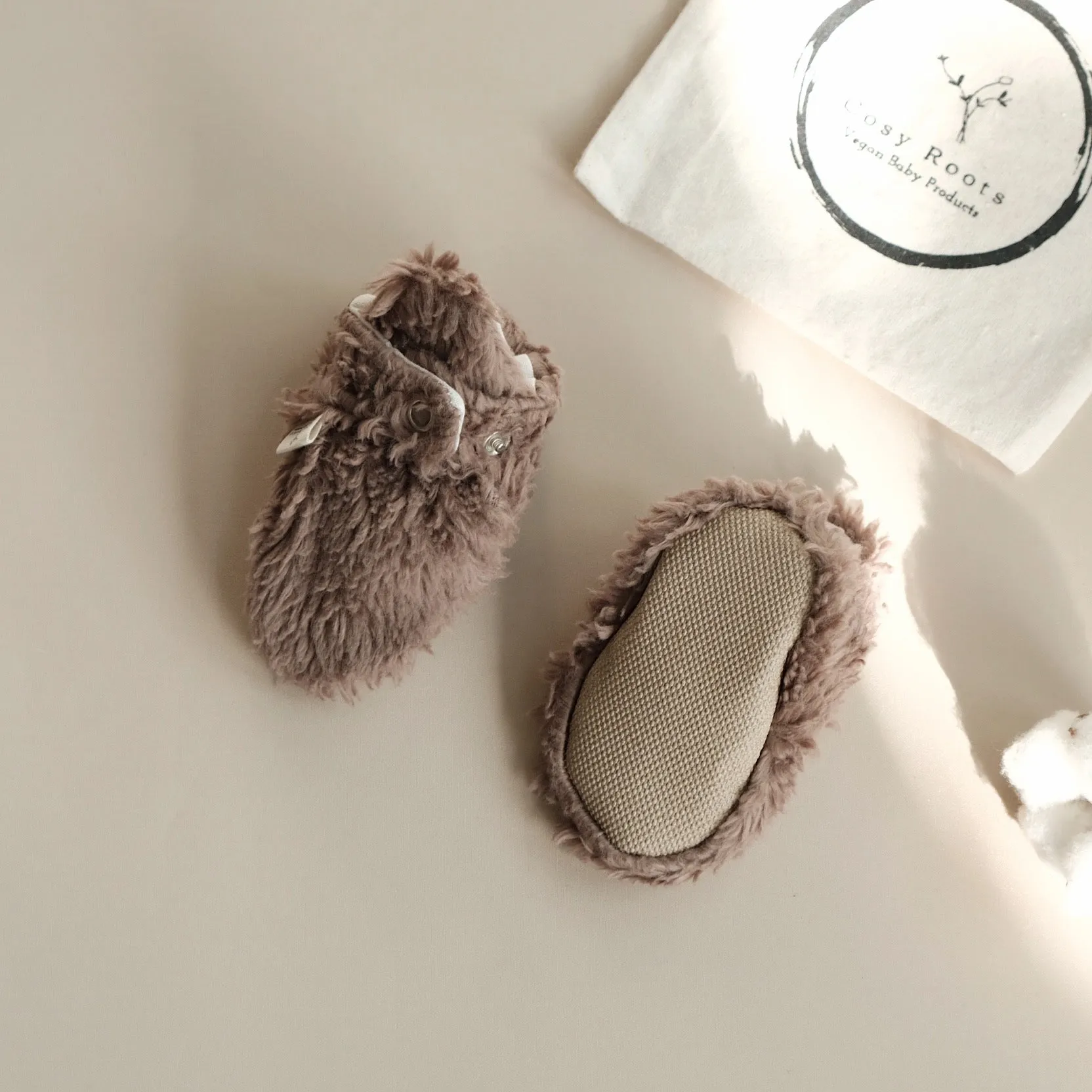 Organic Teddy Booties - Mocha