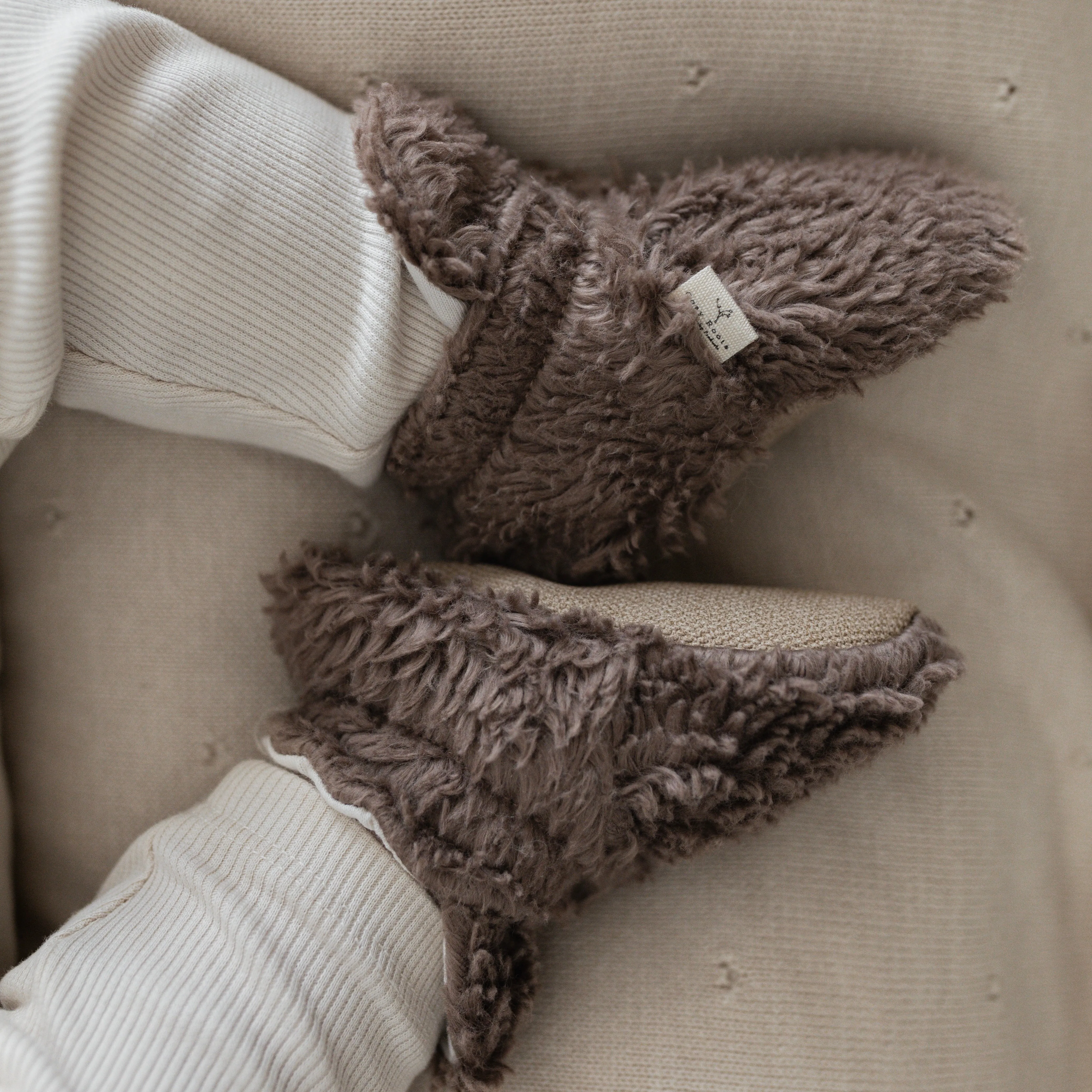 Organic Teddy Booties - Mocha