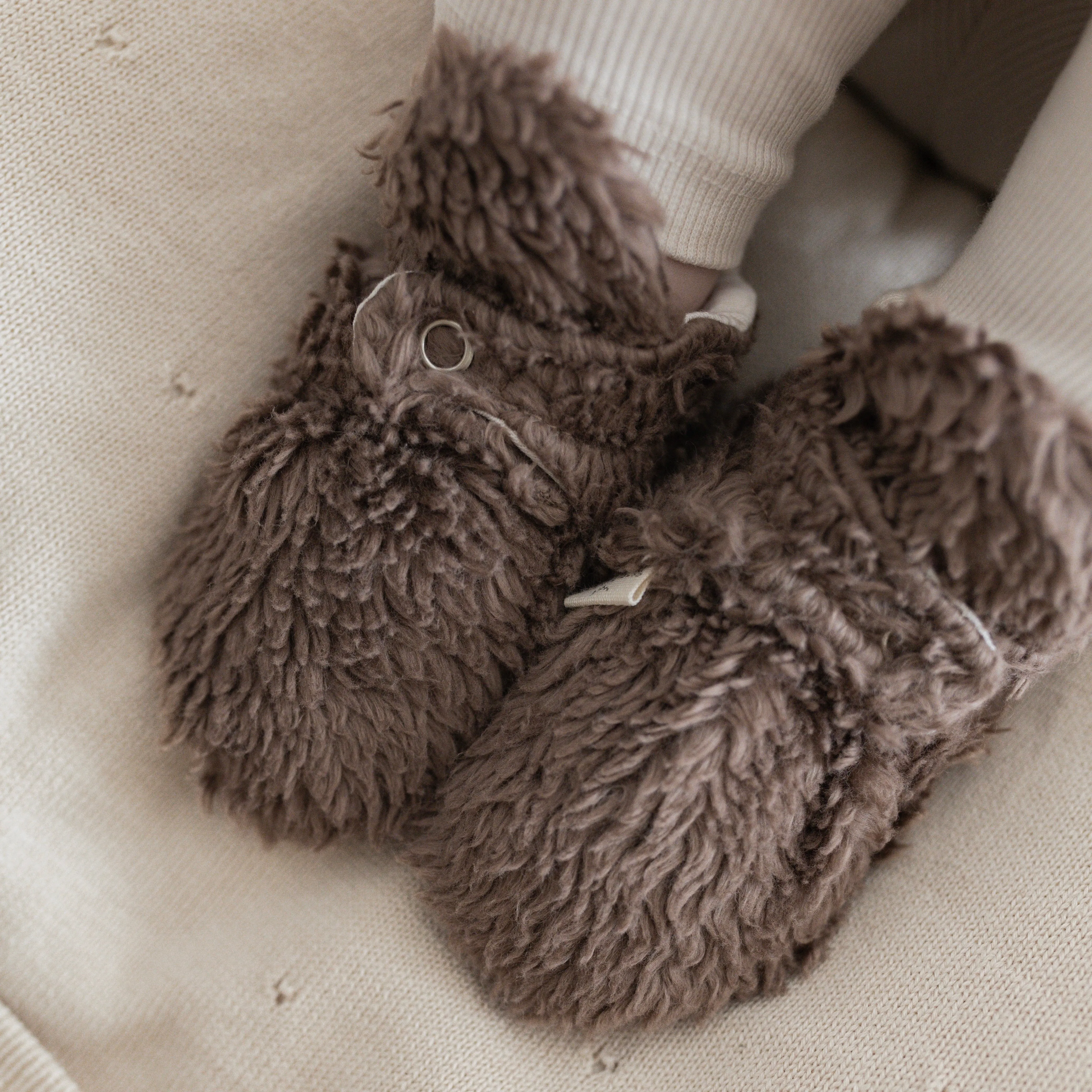 Organic Teddy Booties - Mocha