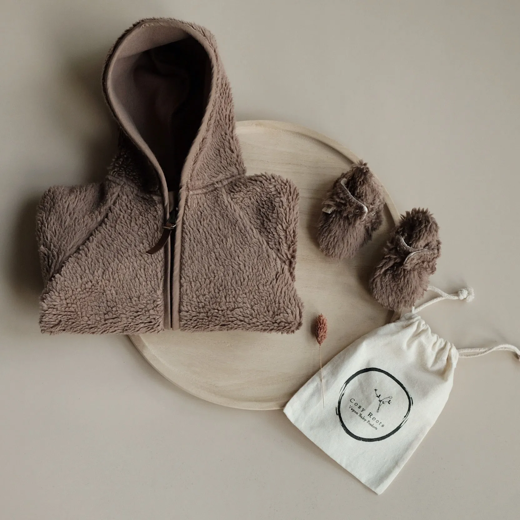 Organic Teddy Booties - Mocha