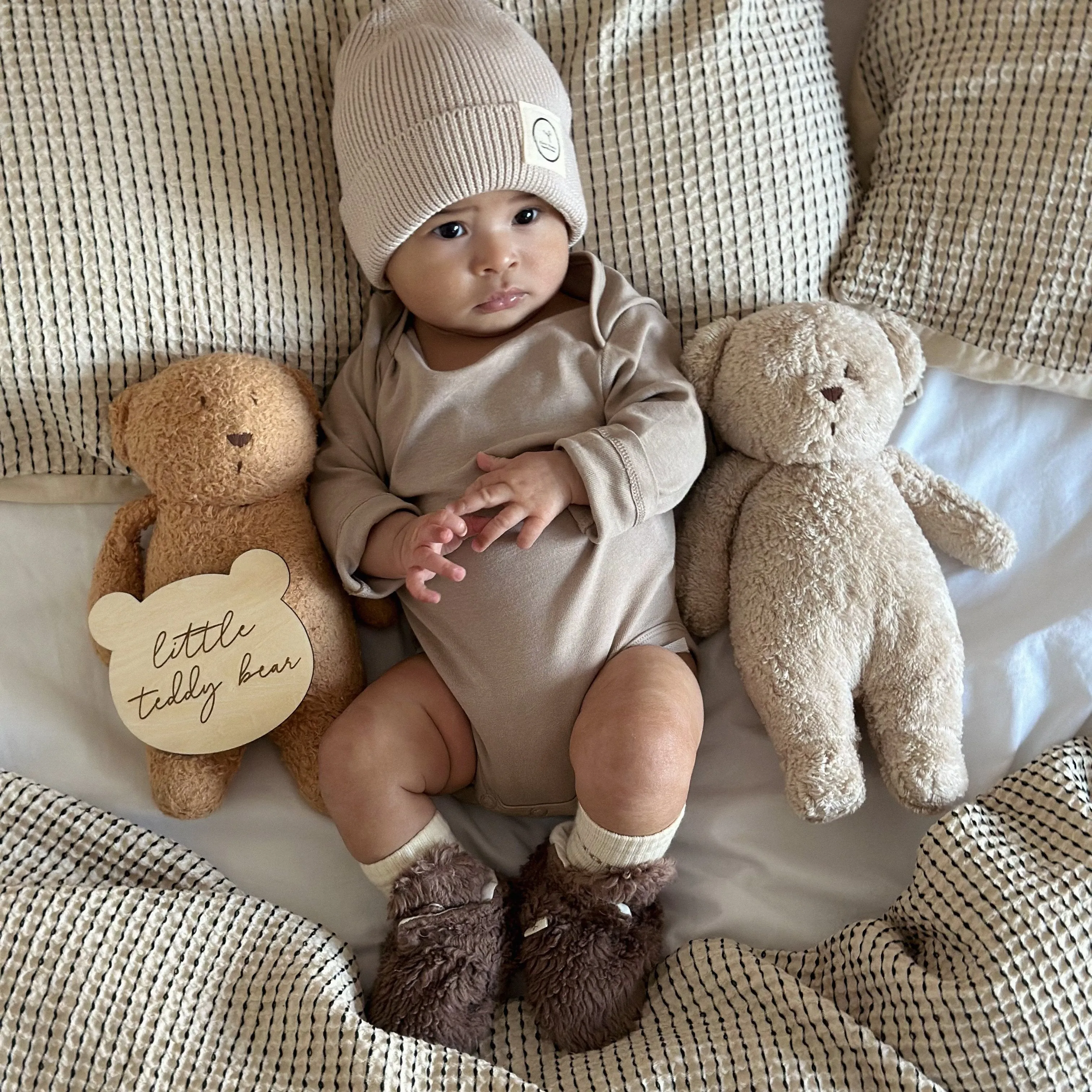 Organic Teddy Booties - Mocha
