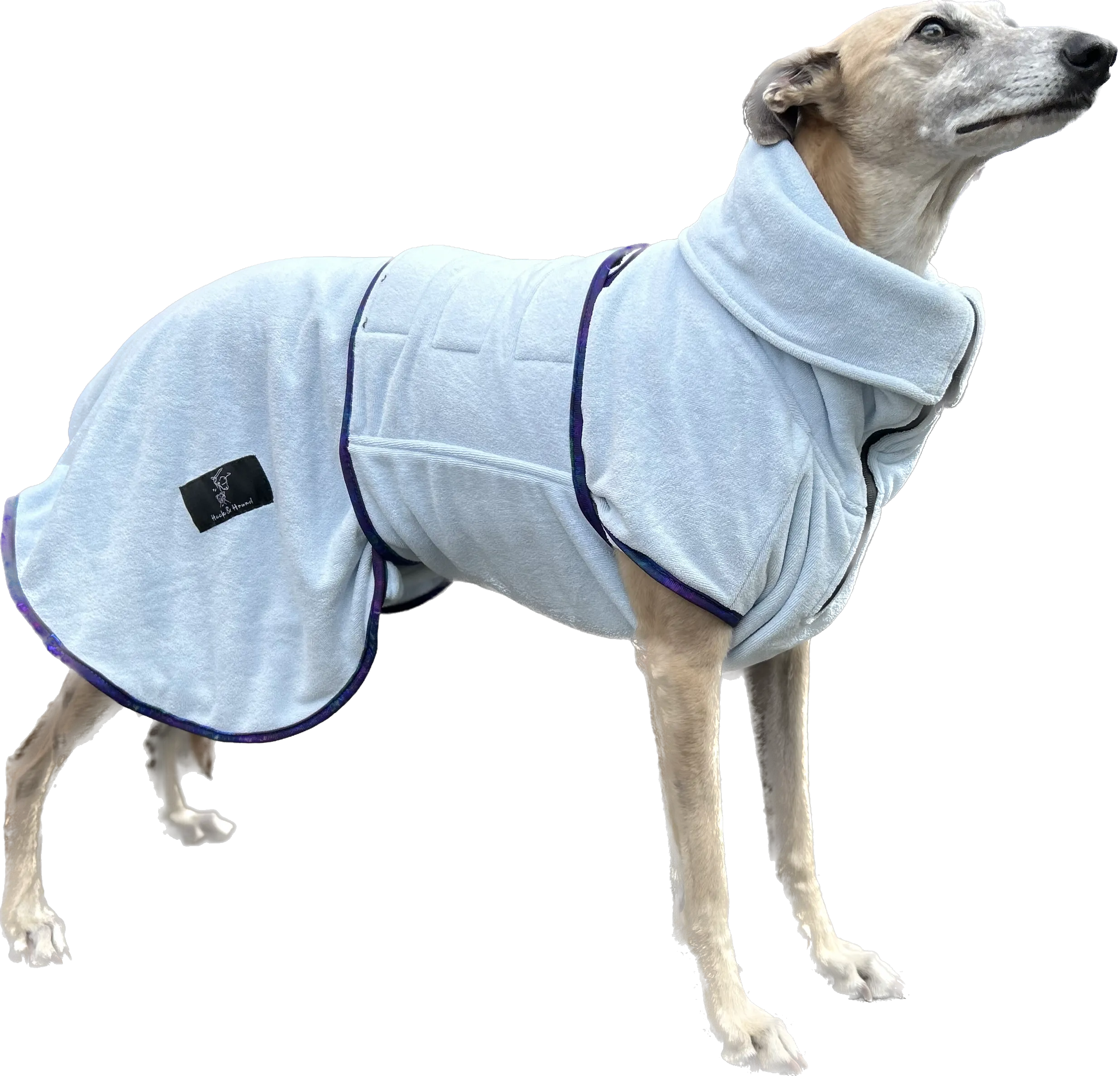 Pathfinder Dog Microfibre Drying Coat - Ice Blue with Marble Trim