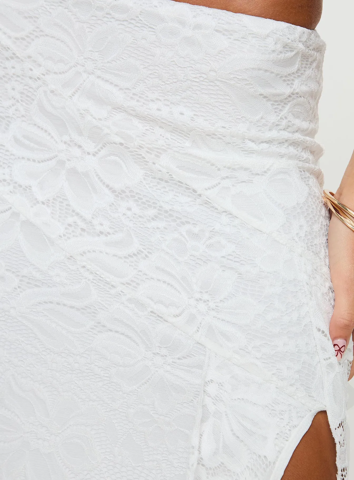 Patisserie Lace Maxi Skirt White