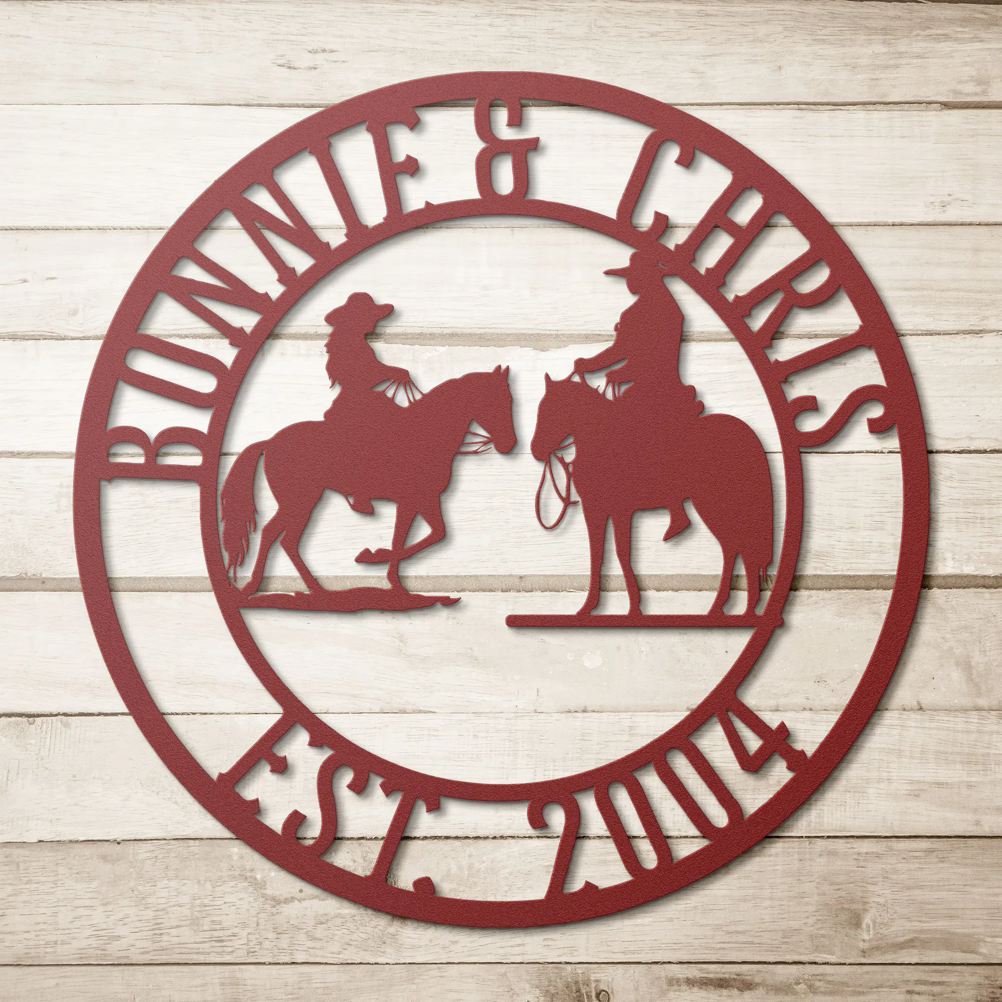Personalized Anniversary Metal Art Sign for Horse Riding Couple