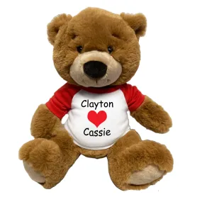 Personalized Valentine Teddy Bear - 14" Ginger Bear