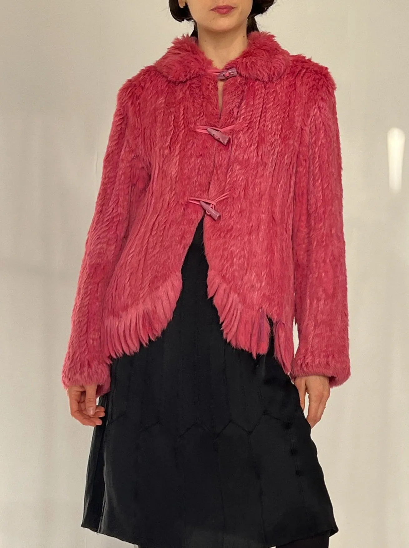 Pink Knit Fur Coat